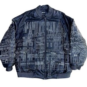 RARE Pelle Pelle Black Buchanan “NYC Boroughs” Leather Jacket Mens Sz 56 3XL